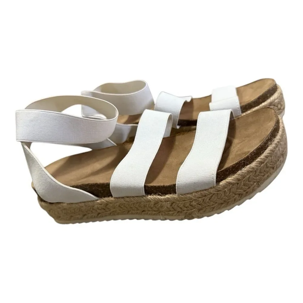 Madden Girl Carly Wedge Sandal White Women's Size 8M